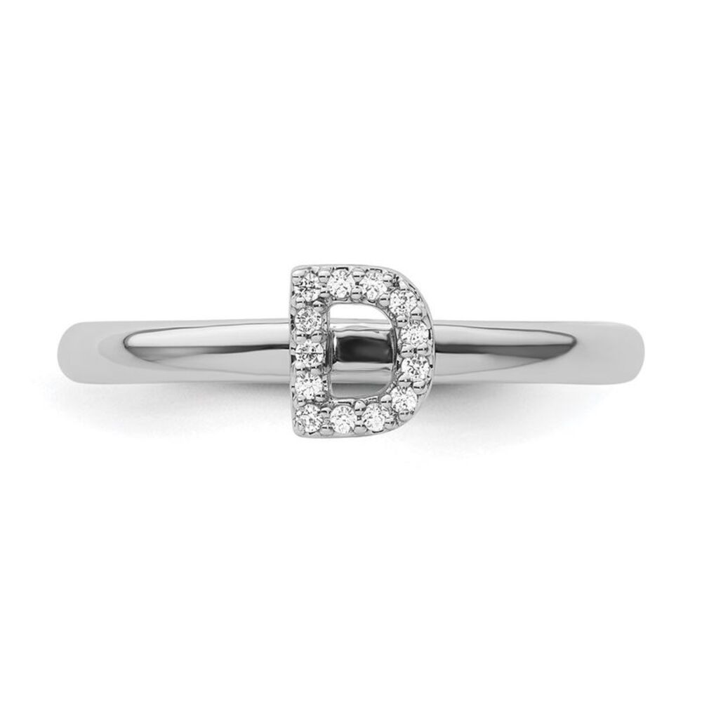 Kazi Luxury 14k White Gold Stackable Diamond Init… - image 4